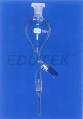 SEPARATING FUNNEL WITH PTFE NEEDLE VALVE STOPCOCK & I/C GLASS/POLYTHENE STOPPER, PEAR SHAPE